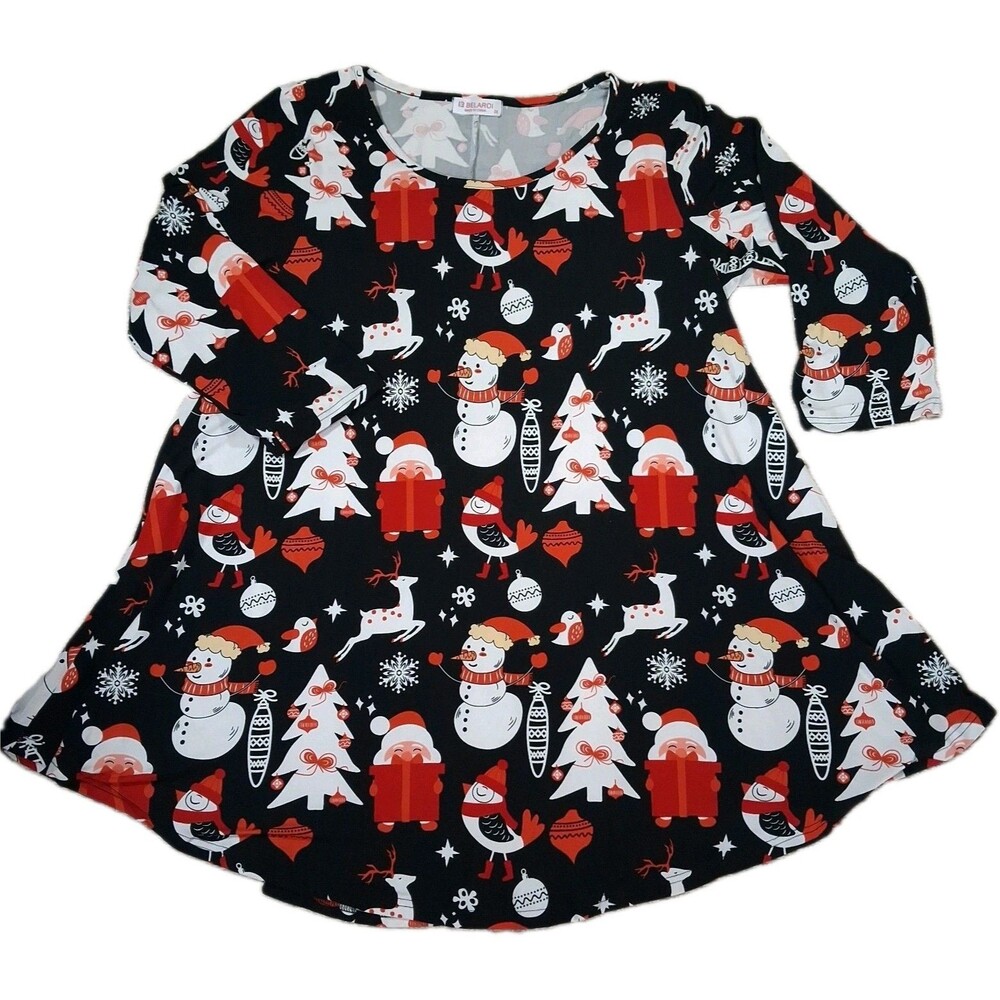 BELAROI Womens 2XL Christmas Tunic Top Santa Snowman Reindeer Holiday Shirt Xmas